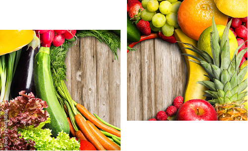 Warzywa i owoce w kształcie serca - Obraz dwuczęściowy, Dyptyk