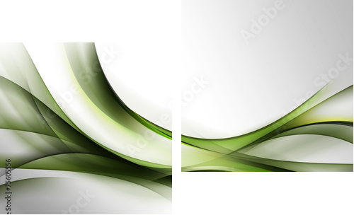 zielona abstrakcja na szarym tle - Obraz dwuczęściowy, Dyptyk