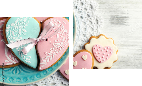 Serce w kształcie ciasteczek na Walentynki - Obraz dwuczęściowy, Dyptyk