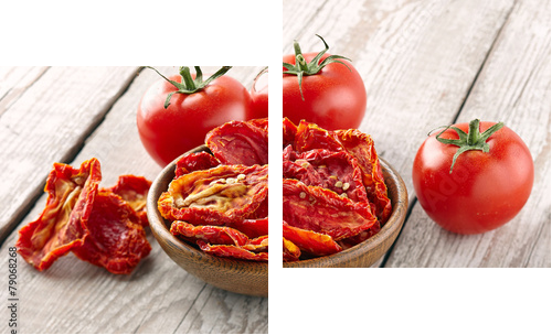 Suszone i świeże pomidory - Obraz dwuczęściowy, Dyptyk