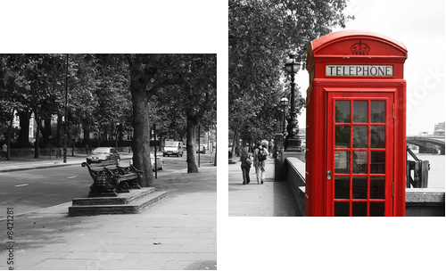 Park w Londynie – Butka Telefoniczna - Obraz dwuczęściowy, Dyptyk