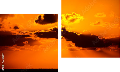 Tropikalny zachód słońca - Obraz dwuczęściowy, Dyptyk