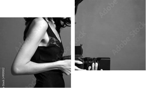 Fasonuje portret młoda fotografuje dama - Obraz dwuczęściowy, Dyptyk