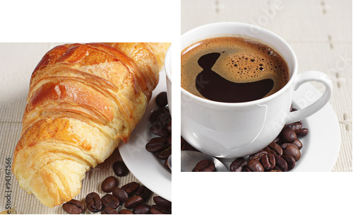 Śniadania - rogalik z kawą - Obraz dwuczęściowy, Dyptyk