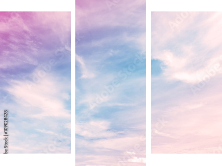 Niebo z pastelowym kolorowym gradientem - Obraz trzyczęściowy, Tryptyk