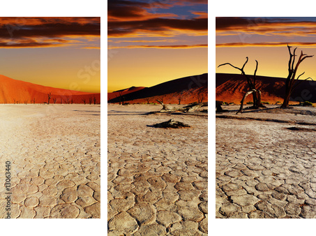 Pustynia Namib, Sossusvlei, Namibia - Obraz trzyczęściowy, Tryptyk