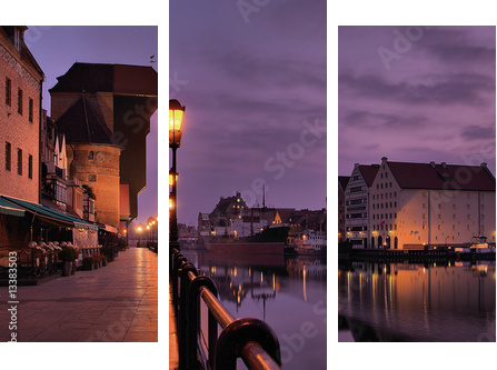 Riverside of GdaÅ "sk o świcie. - Obraz trzyczęściowy, Tryptyk