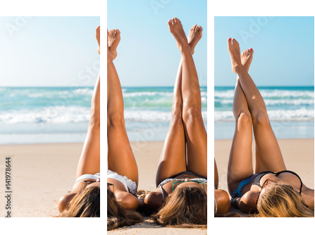Dzień na plaży - Obraz trzyczęściowy, Tryptyk