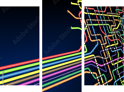 Linie metra – eksplozja kolorów - Obraz trzyczęściowy, Tryptyk
