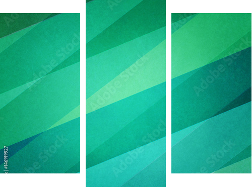 abstrakcyjne geometryczne tło w nowoczesne odcienie koloru niebieskiego i zielonego plaży z miękkiego oświetlenia i tekstury na paski wzór bloku - Obraz trzyczęściowy, Tryptyk