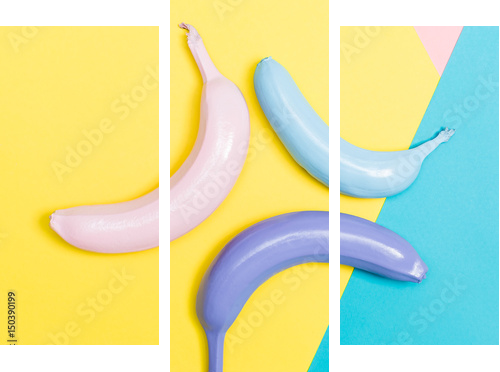 Malowane banany - Obraz trzyczęściowy, Tryptyk