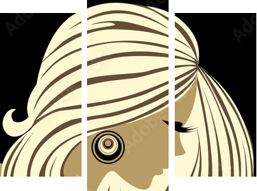 Piękna dziewczyna z długimi włosami i tatuażem - Obraz trzyczęściowy, Tryptyk