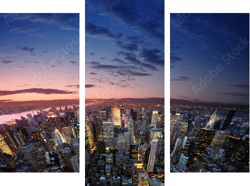 Manhattan o zachodzie słońca - Obraz trzyczęściowy, Tryptyk