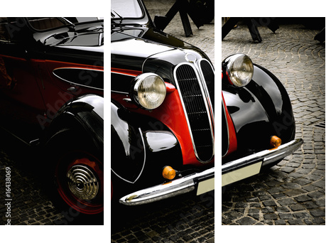 staromodny samochód - Obraz trzyczęściowy, Tryptyk