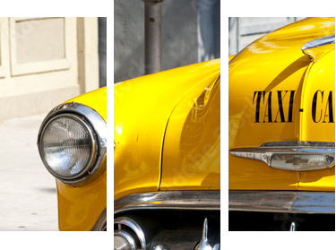 Vintage Yellow Cab - Obraz trzyczęściowy, Tryptyk