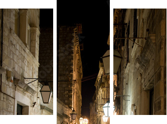Nocna ulica - Obraz trzyczęściowy, Tryptyk