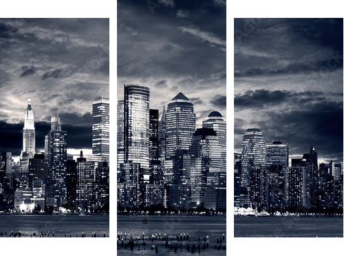 New York City Downtown od strony Jersey. - Obraz trzyczęściowy, Tryptyk
