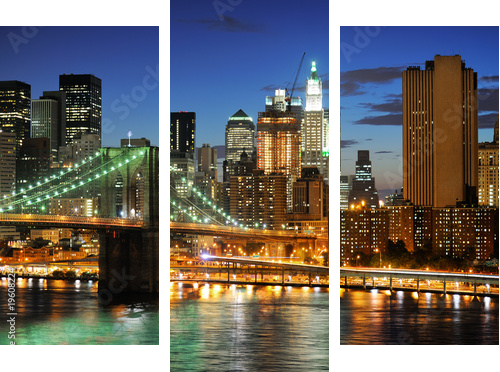 Nowy Jork Manhattan most po zmierzchu - Obraz trzyczęściowy, Tryptyk