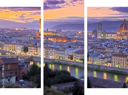 Zachód słońca we Florencji - Obraz trzyczęściowy, Tryptyk