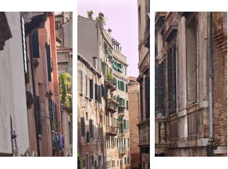 Mały Boczny Kanałowy Odbicie Wenecja Włochy - Obraz trzyczęściowy, Tryptyk