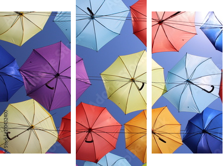 olorowa paleta parasoli. - Obraz trzyczęściowy, Tryptyk