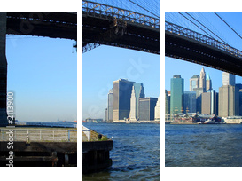 Most Brookliński i dolnym Manhattanie panoramiczny widok, Nowy Jork - Obraz trzyczęściowy, Tryptyk