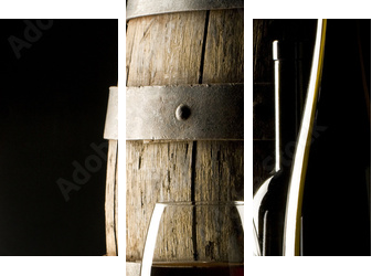 martwa natura z kieliszkiem wina - Obraz trzyczęściowy, Tryptyk