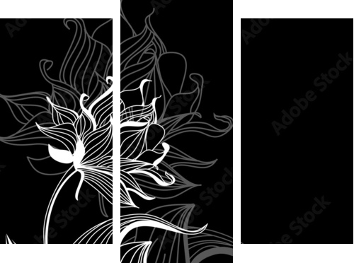 białe kwiaty - Obraz trzyczęściowy, Tryptyk