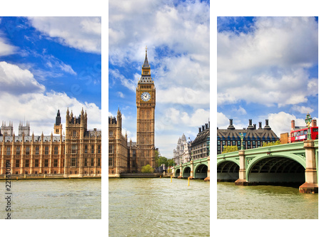 Big Ben i Houses of Parliament - Obraz trzyczęściowy, Tryptyk