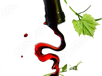 Dolewanie czerwone wino w szkle z prętem odizolowywającym na bielu - Obraz trzyczęściowy, Tryptyk