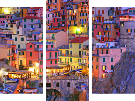 Manarola, Cinque Terre, Włochy - Obraz trzyczęściowy, Tryptyk