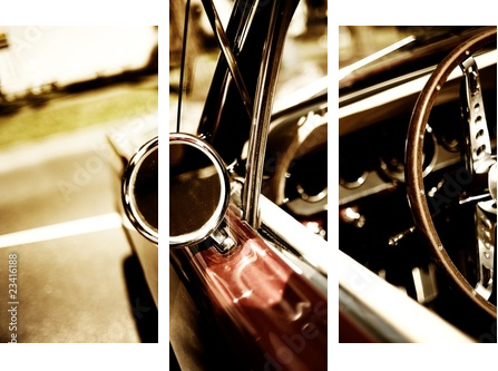 retro fragment samochodu - Obraz trzyczęściowy, Tryptyk