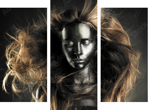 Piękna kobieta z czarną skórą - Obraz trzyczęściowy, Tryptyk