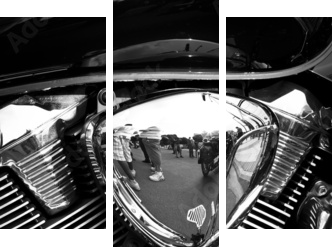 Widok z boku niestandardowego silnika motocyklowego - Obraz trzyczęściowy, Tryptyk