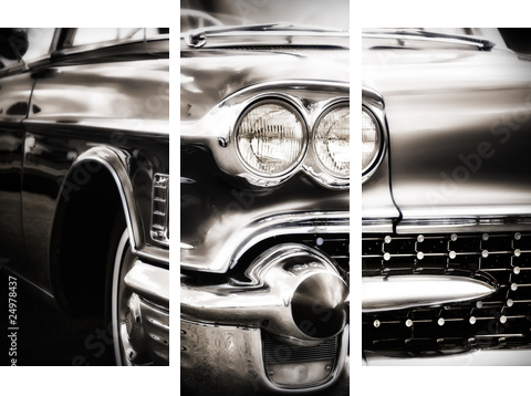 American Classic Caddilac Samochód samochodowy. - Obraz trzyczęściowy, Tryptyk