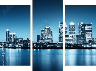 Panoramiczny obrazek Canary Wharf widok od Greenwich. - Obraz trzyczęściowy, Tryptyk