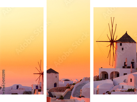 Santorini - Grecka wyspa - Obraz trzyczęściowy, Tryptyk