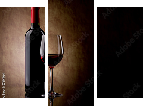 Lampka czerwonego wina - Obraz trzyczęściowy, Tryptyk