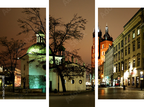 Zabytki Krakowa – okolice rynku - Obraz trzyczęściowy, Tryptyk