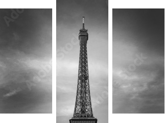 Wieża Eiffla i czerwony samochód - Paryż - Obraz trzyczęściowy, Tryptyk
