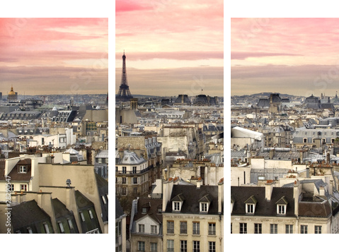 Paryż widok Wieża Eiffla - Obraz trzyczęściowy, Tryptyk