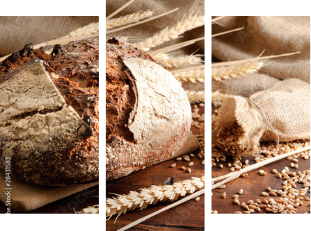 Tradycyjny wiejski chleb - Obraz trzyczęściowy, Tryptyk