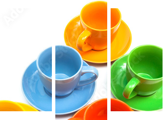 Kolorowa paleta smaków - filiżanki - Obraz trzyczęściowy, Tryptyk
