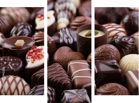 Praliny - czekoladowa rozkosz - Obraz trzyczęściowy, Tryptyk