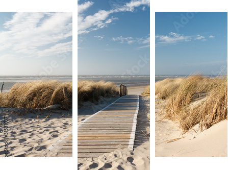 Langeoog - spacer piaszczystą plażą - Obraz trzyczęściowy, Tryptyk
