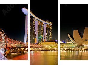 Marina Bay Singapur panorama - Obraz trzyczęściowy, Tryptyk