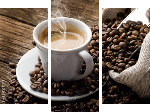 gorąca kawa - parzona kawa - Obraz trzyczęściowy, Tryptyk