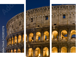 Nocne Koloseum, Rzym - Obraz trzyczęściowy, Tryptyk
