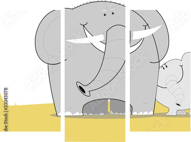 slonie - Obraz trzyczęściowy, Tryptyk