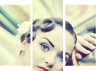 portret w stylu vintage - Obraz trzyczęściowy, Tryptyk